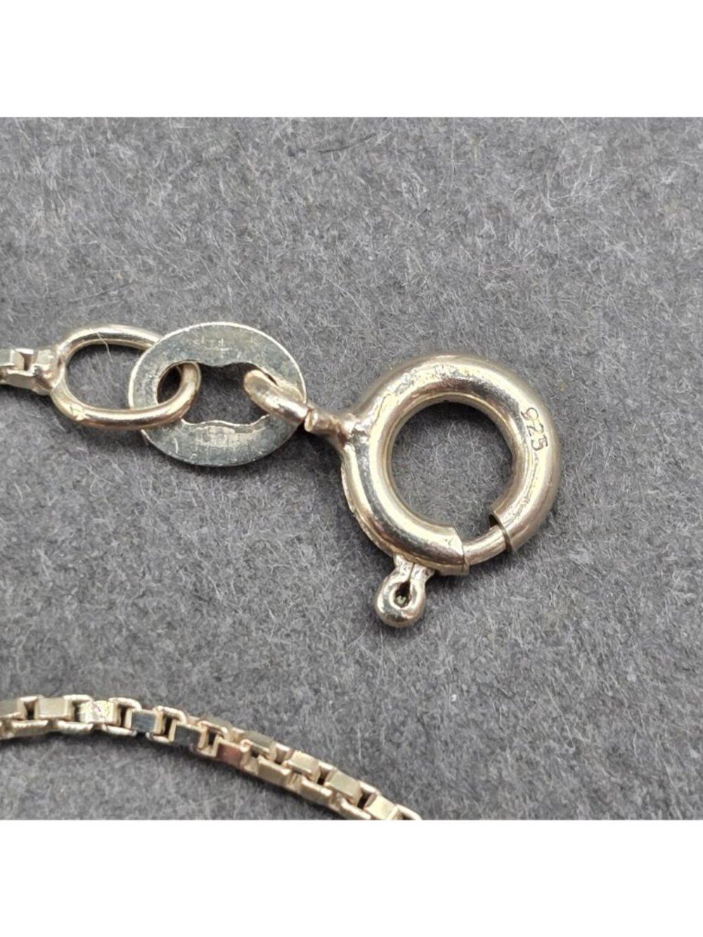 Vintage Sterling Silver Box Chain Anklet 9.75" Dainty Minimalist Beach Jewelry - Picture 2 of 5